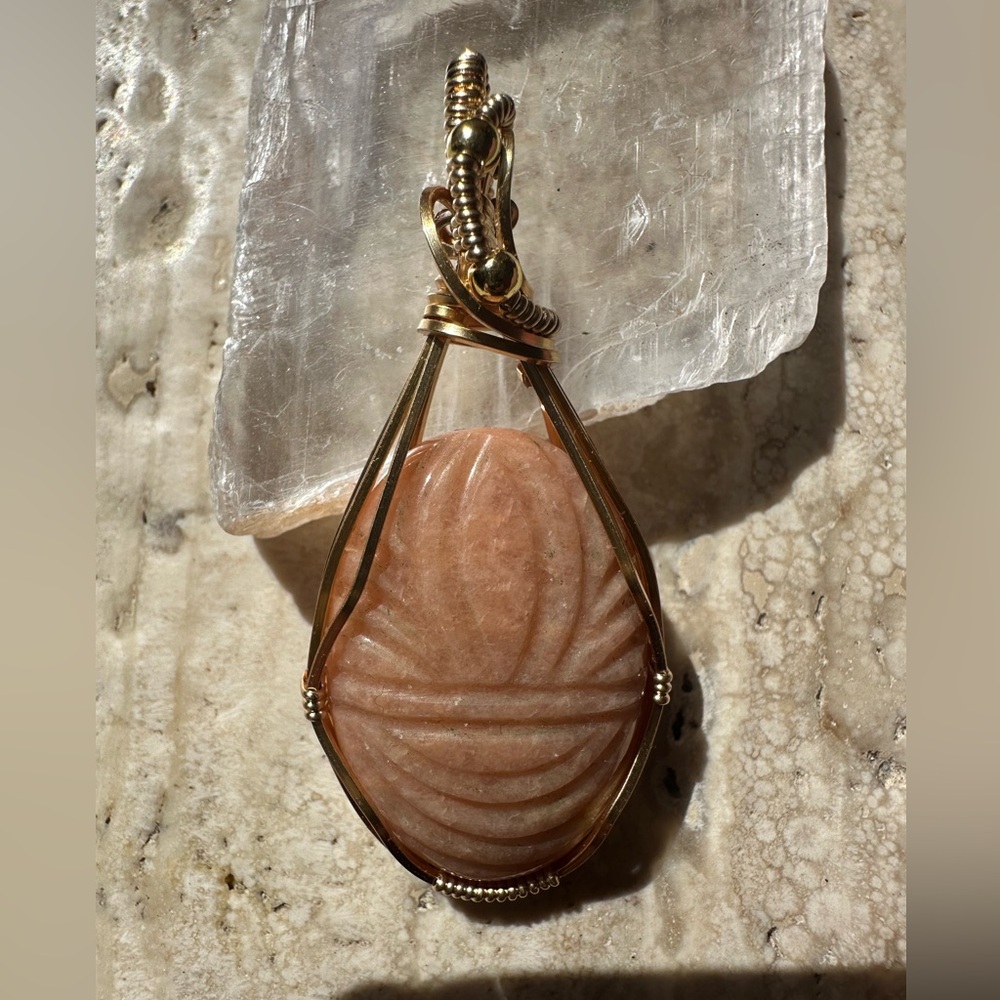 14k GF & Tarnish Resistant Gold Grounding Copper Sunstone Pendant